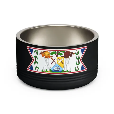 Belize Blue Red Emblem Pet Bowl — front view