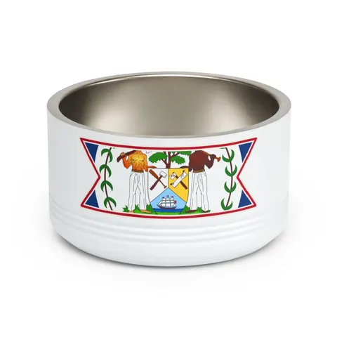 Belize Blue Red Emblem Pet Bowl — front view