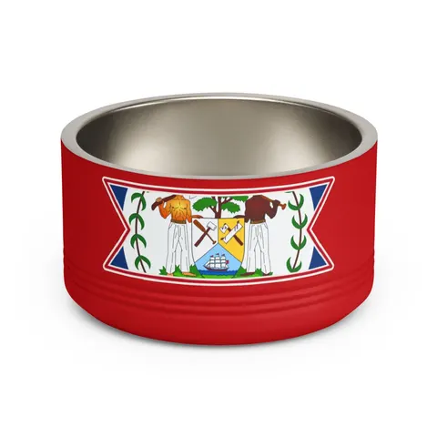 Belize Blue Red Emblem Pet Bowl — front view