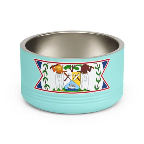 Belize Blue Red Emblem Pet Bowl — front view