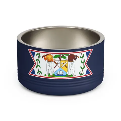 Belize Blue Red Emblem Pet Bowl — front view