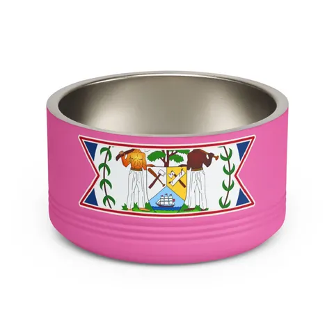 Belize Blue Red Emblem Pet Bowl — front view