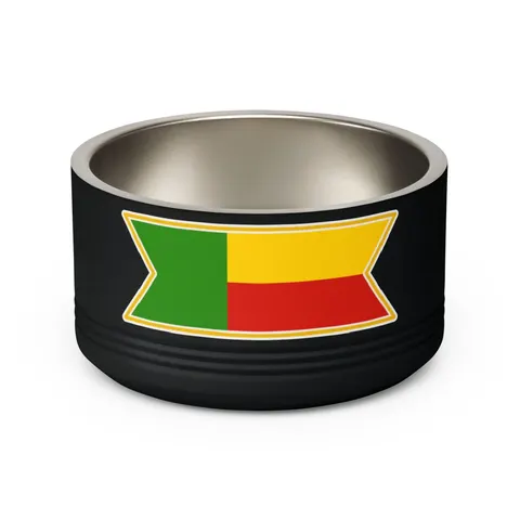 Benin Green Yellow Red Block Pet Bowl — back view