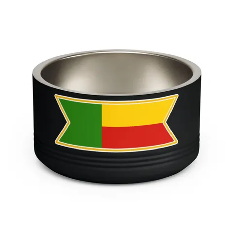 Benin Green Yellow Red Block Pet Bowl — front view