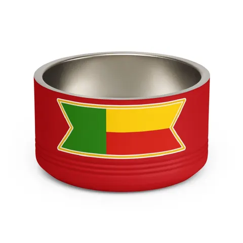 Benin Green Yellow Red Block Pet Bowl — front view