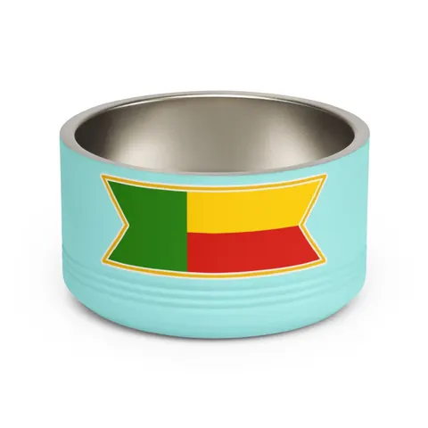 Benin Green Yellow Red Block Pet Bowl — front view