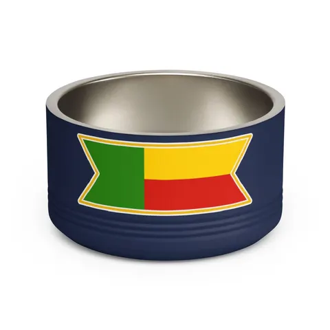 Benin Green Yellow Red Block Pet Bowl — front view