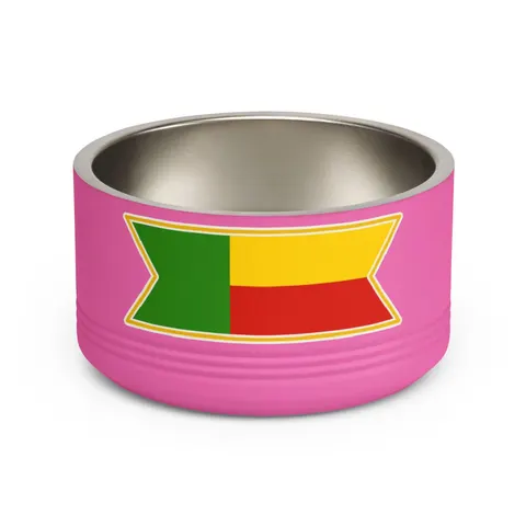 Benin Green Yellow Red Block Pet Bowl — front view