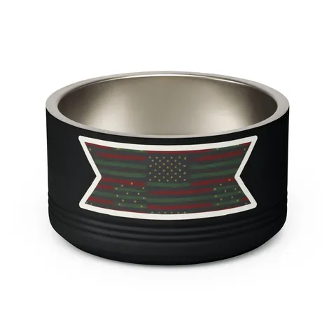 Black American Pan-African Stars & Stripes Pet Bowl — back view