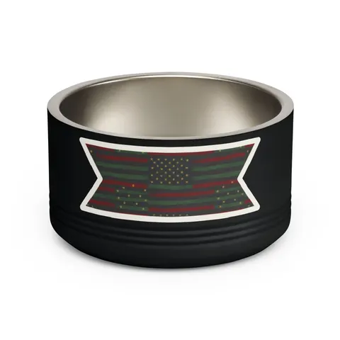 Black American Pan-African Stars & Stripes Pet Bowl — front view