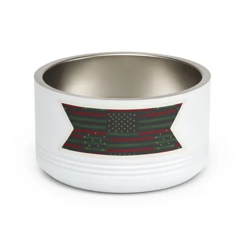 Black American Pan-African Stars & Stripes Pet Bowl — front view
