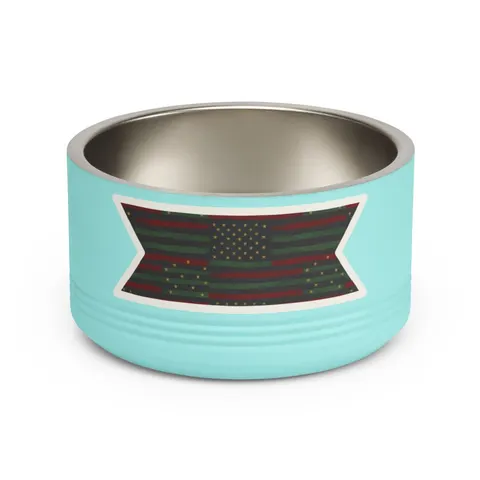 Black American Pan-African Stars & Stripes Pet Bowl — front view