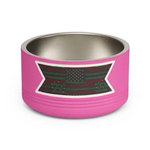Black American Pan-African Stars & Stripes Pet Bowl — front view