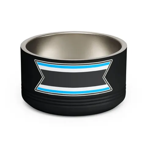 Botswana Blue & Black Stripe Pet Bowl — front view
