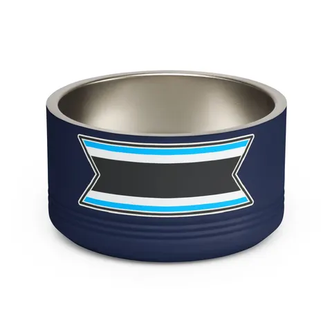 Botswana Blue & Black Stripe Pet Bowl — front view