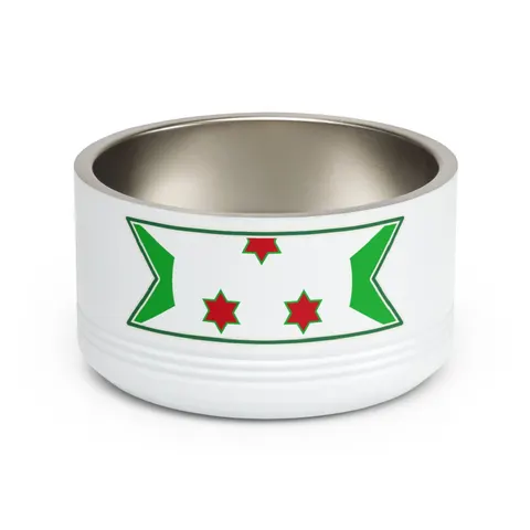 Burundi White Saltire Pet Bowl — front view