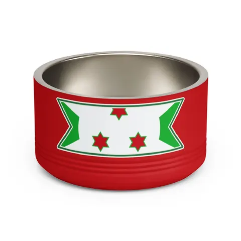 Burundi White Saltire Pet Bowl — front view