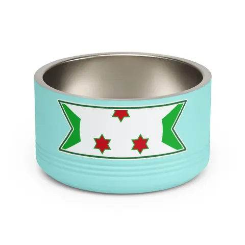 Burundi White Saltire Pet Bowl — front view