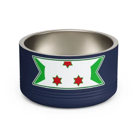 Burundi White Saltire Pet Bowl — front view