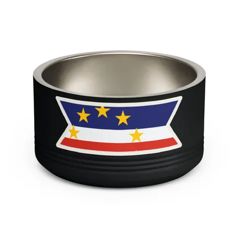 Cabo Verde Blue Stripe & Stars Pet Bowl — front view