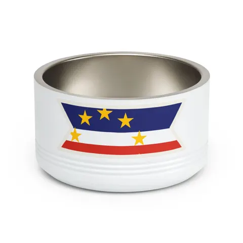 Cabo Verde Blue Stripe & Stars Pet Bowl — front view