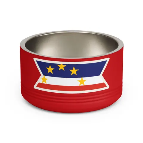 Cabo Verde Blue Stripe & Stars Pet Bowl — front view