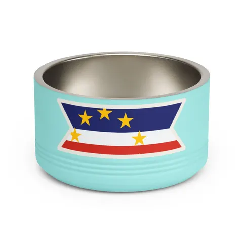 Cabo Verde Blue Stripe & Stars Pet Bowl — front view