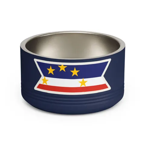 Cabo Verde Blue Stripe & Stars Pet Bowl — front view