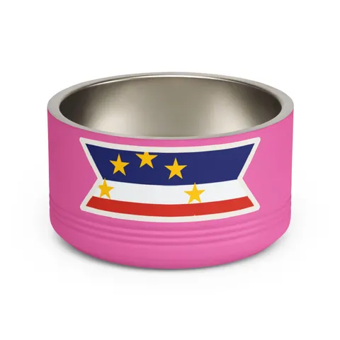 Cabo Verde Blue Stripe & Stars Pet Bowl — front view