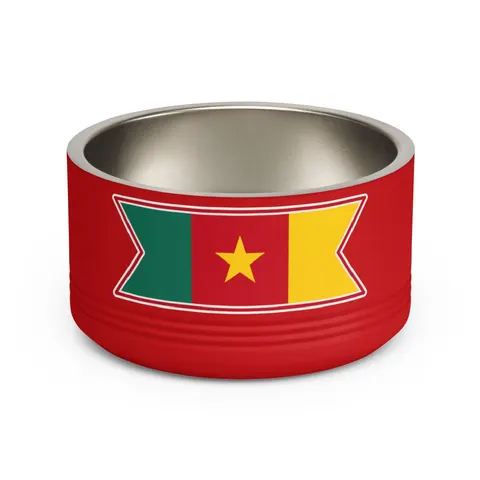 Cameroon Green Red Yellow Star Pet Bowl — front view