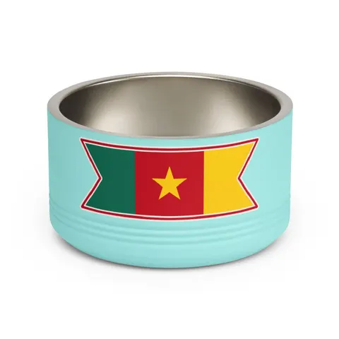 Cameroon Green Red Yellow Star Pet Bowl — front view