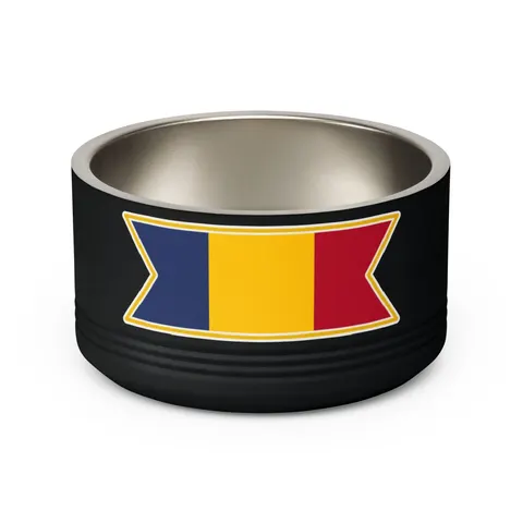 Chad Blue Yellow Red Pet Bowl — back view