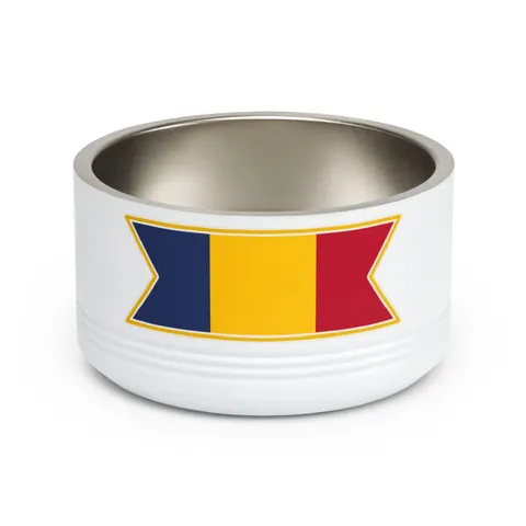 Chad Blue Yellow Red Pet Bowl — front view