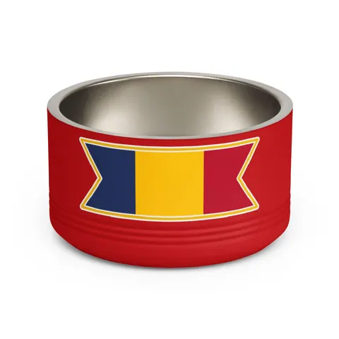 Chad Blue Yellow Red Pet Bowl — front view