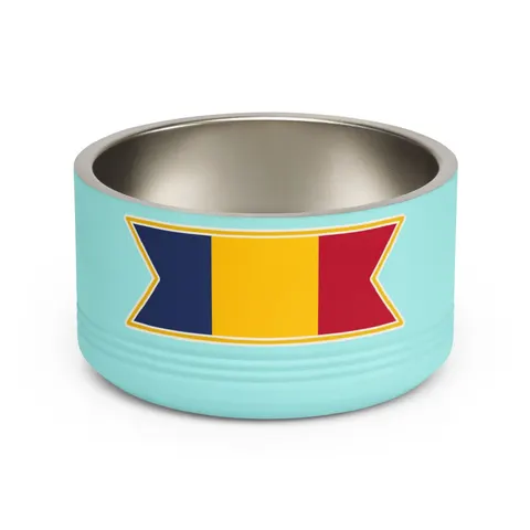 Chad Blue Yellow Red Pet Bowl — front view