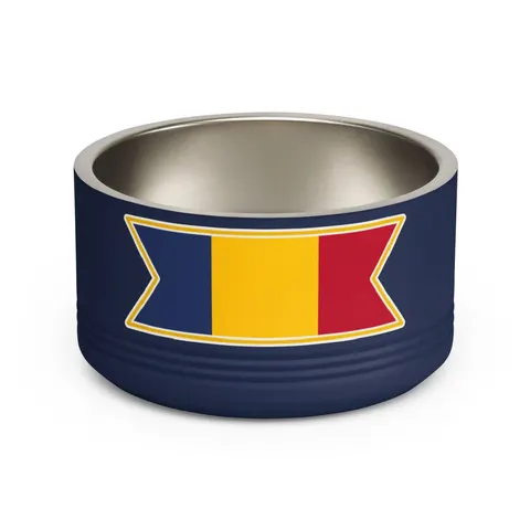 Chad Blue Yellow Red Pet Bowl — front view