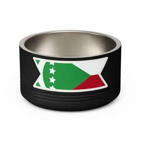 Comoros Green Triangle & Stripes Pet Bowl — back view