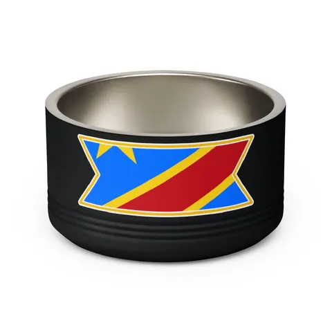 DR Congo Sky Blue & Red Diagonal Pet Bowl — back view