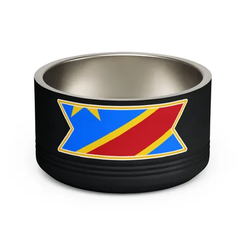 DR Congo Sky Blue & Red Diagonal Pet Bowl — front view