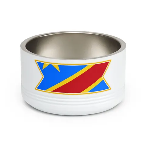 DR Congo Sky Blue & Red Diagonal Pet Bowl — front view