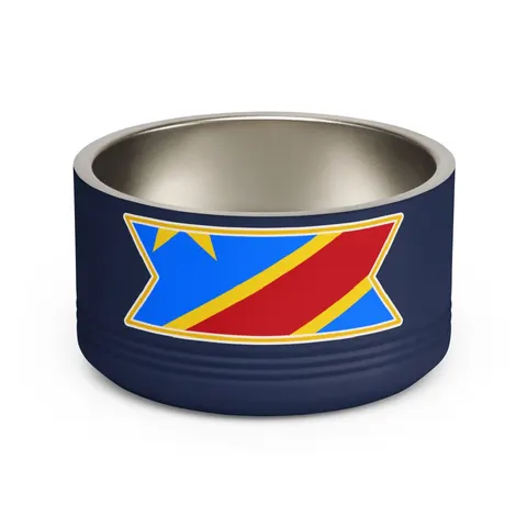 DR Congo Sky Blue & Red Diagonal Pet Bowl — front view