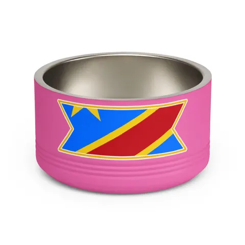 DR Congo Sky Blue & Red Diagonal Pet Bowl — front view