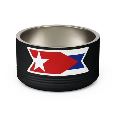Cuba Blue Stripes & Red Triangle Pet Bowl — back view