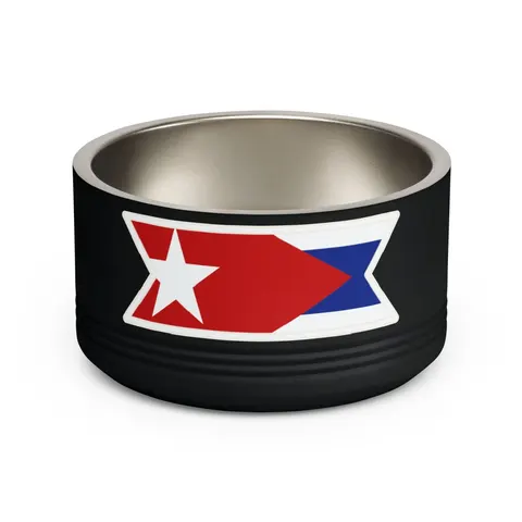 Cuba Blue Stripes & Red Triangle Pet Bowl — front view