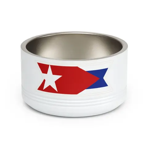 Cuba Blue Stripes & Red Triangle Pet Bowl — front view