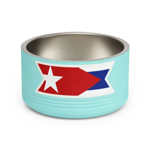 Cuba Blue Stripes & Red Triangle Pet Bowl — front view