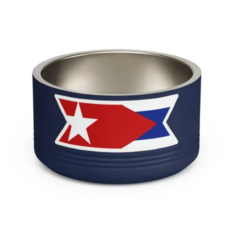 Cuba Blue Stripes & Red Triangle Pet Bowl — front view