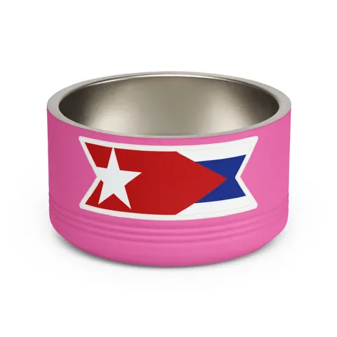 Cuba Blue Stripes & Red Triangle Pet Bowl — front view