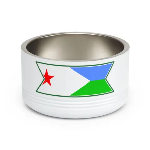 Djibouti Blue Green Triangle Pet Bowl — front view