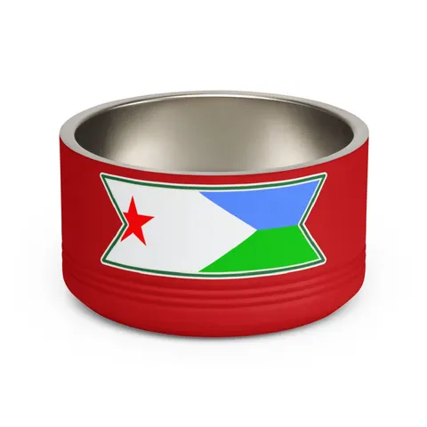 Djibouti Blue Green Triangle Pet Bowl — front view